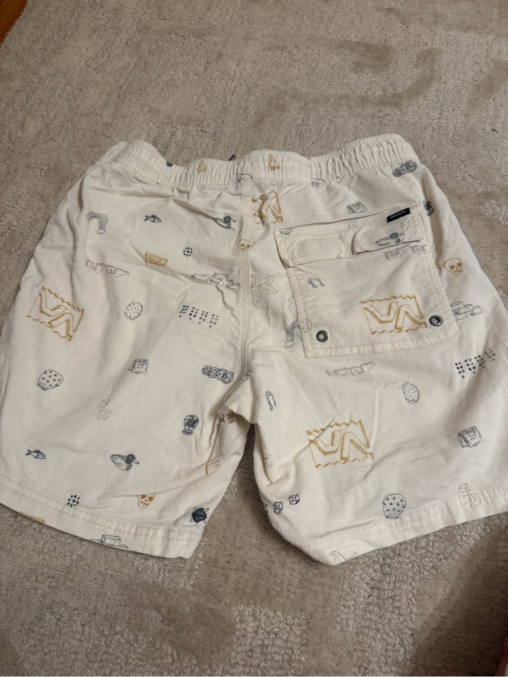 RVCA Cream Cord Shorts — NWOT — men’s small. Tiny black dot on rear pocket flap